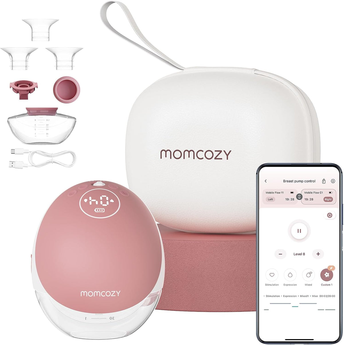 Momcozy Brustpumpen, Schwarz, Freihändige Milchpumpe Elektrisch & App