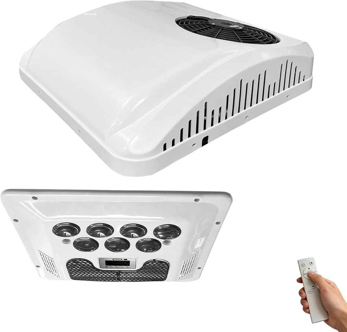 Aspligo Mobiles Klimagerät, 12 V, Weiß, Dachklimaanlage für Wohnmobile/ RV Air Conditioner, 8800 BTU Heizung und Kühlung