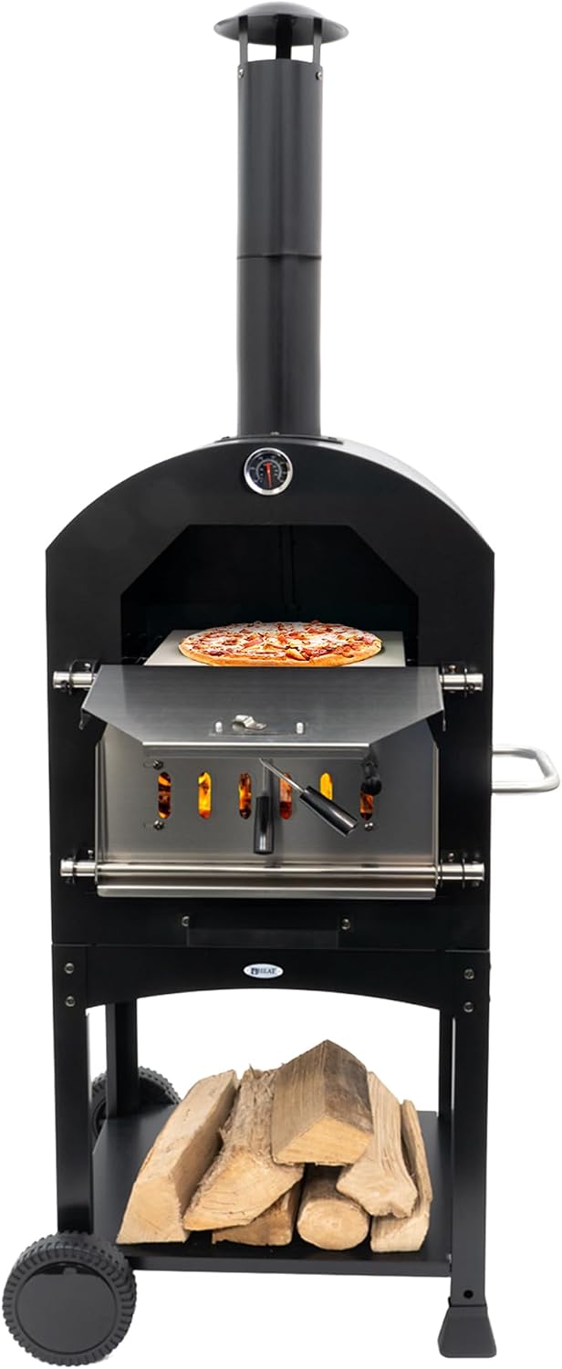 HEAT Outdoor Living Pizzaofen, 50x36x161 cm, Braun, Ovnhus - Gartenofen für Pizza - Außenofen für Holz