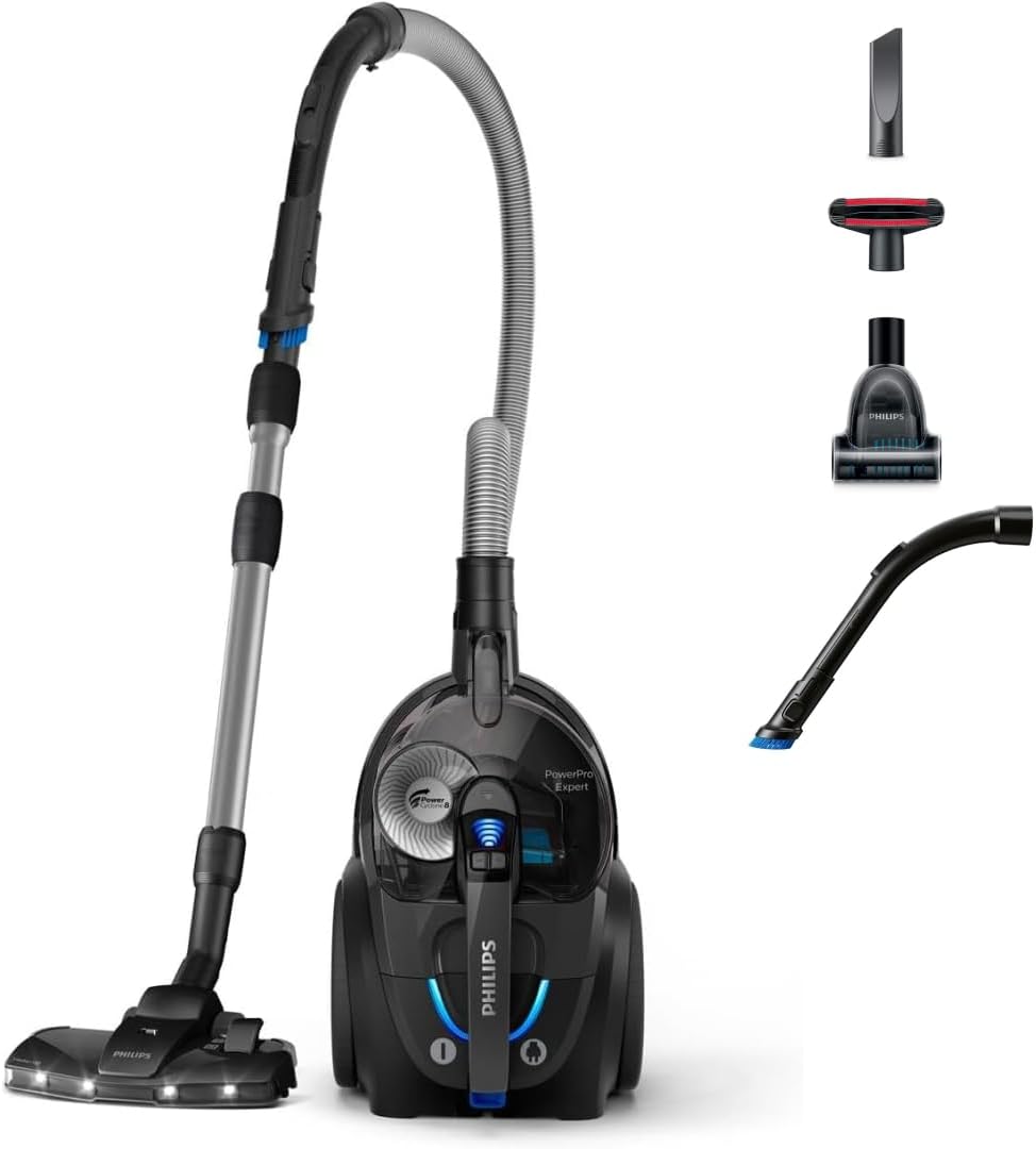 PHILIPS Staubsauger, 900 W, Schwarz, Beutelloser 7000 Serie LED
