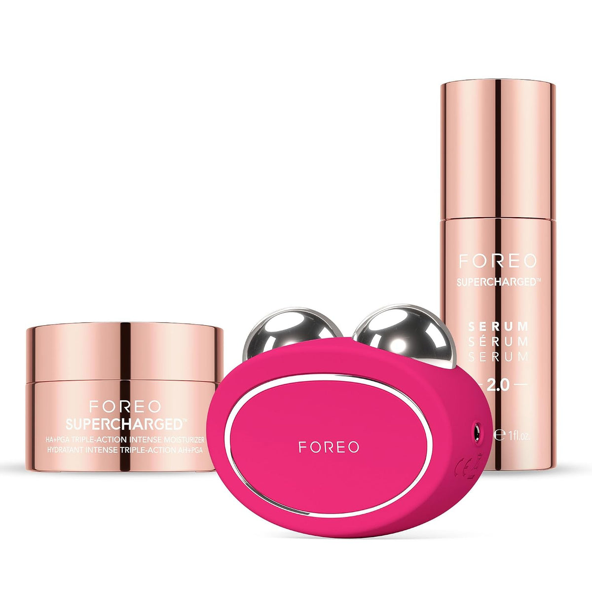 FOREO Toninggeräte, Schwarz, BEAR 2 Mikrostrom-Facelift-Set - Serum & Feuchtigkeitspflege, Fuchsia, Mikrostromgerät