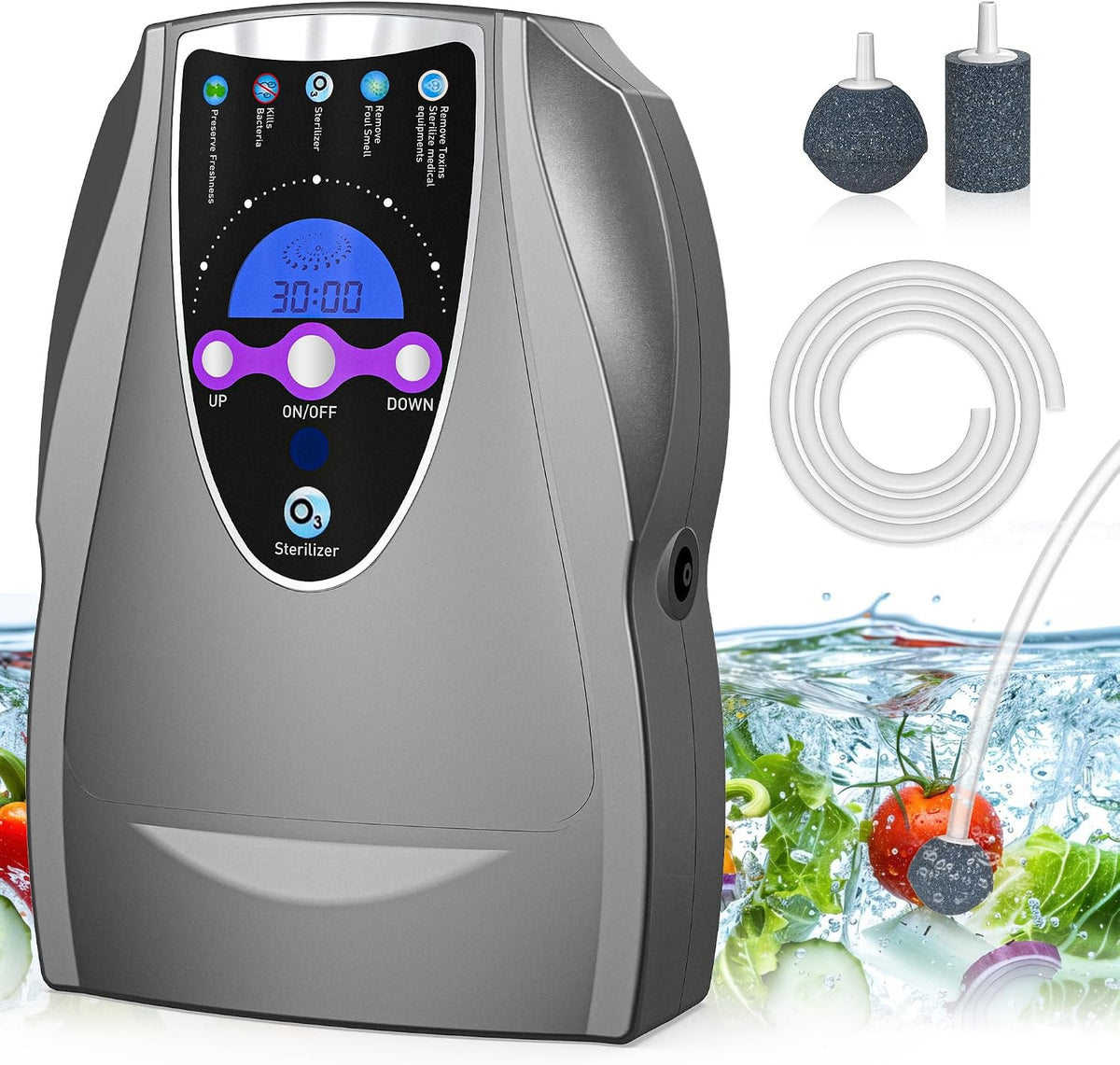 VTAR Dunstabzugshaube, Schwarz, Ozonmaschine, 1000 mg/h Mehrzweck-Ozonmaschine für Luft, Wasser, Obst, Gemüse, Reinigungsgerät in Wasser