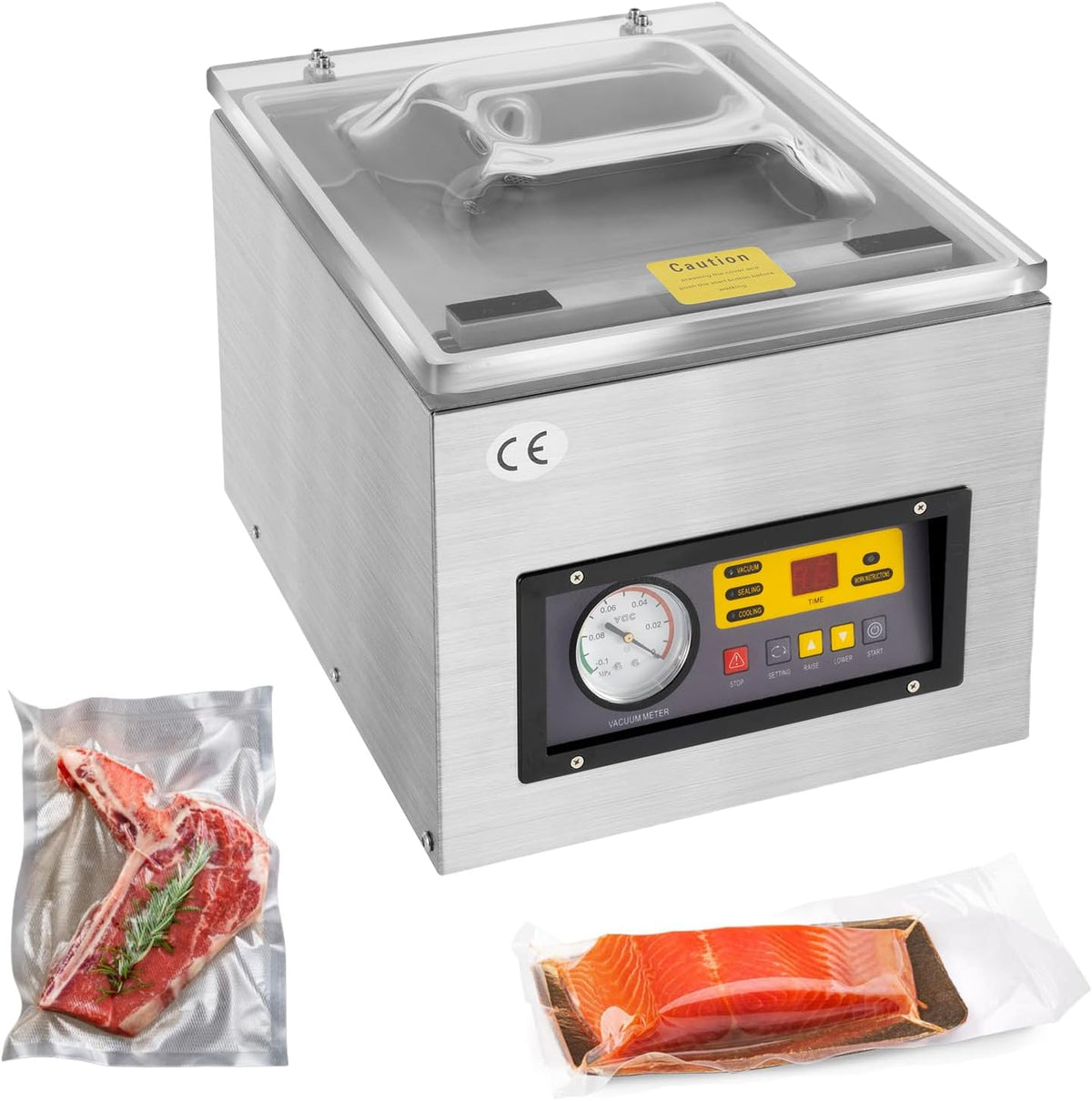 Levkitch Kühlschrank, 5 L, Silber, Kammervakuumierer Edelstahl, Vakuumieren, Versiegeln, Kühlen, Vakuumpumpe /s