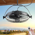 KZT Deckenventilator, 40 x 40 x 77 cm, 210 - 240 V, Metall, Weiß, mit Beleuchtung Outdoor IP65 Wasserdicht Ventilator