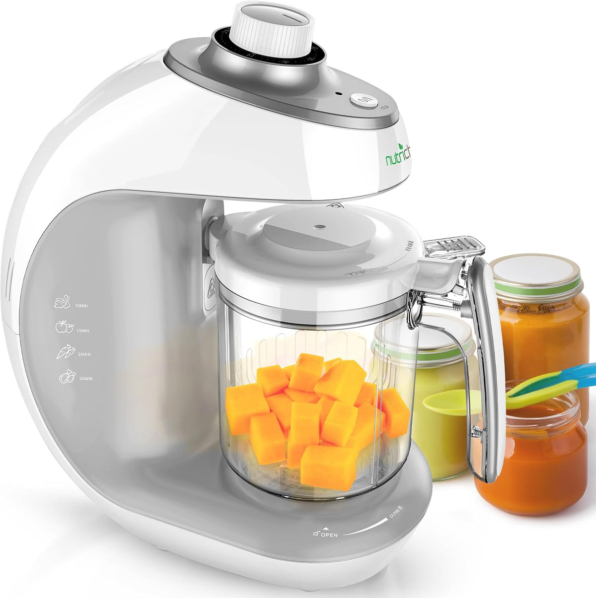 NutriChef Dampfglätter, Schwarz, Digital Baby Food Maker Maschine, 2-in-1 Steamer Cooker und Puree Standmixer Baby Food