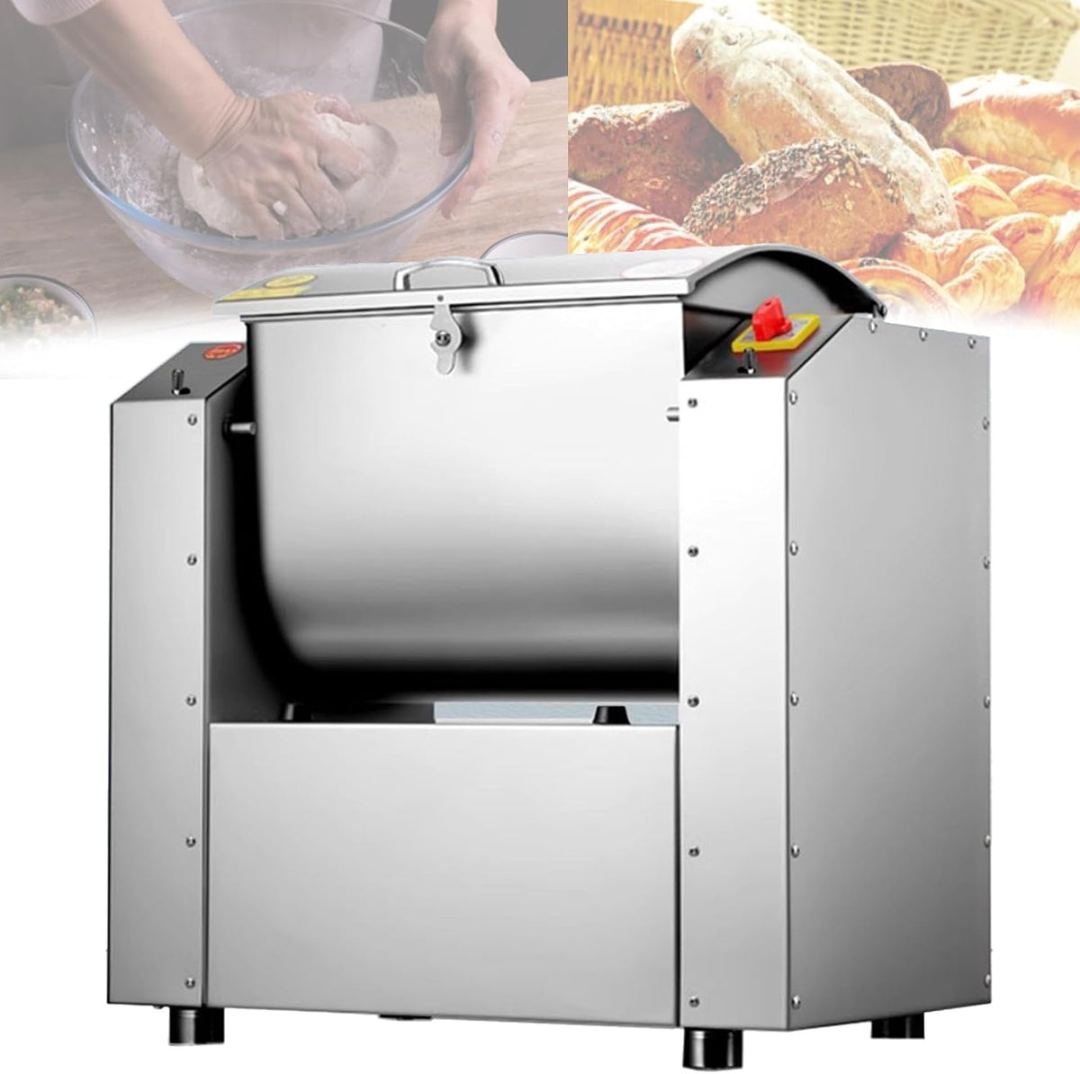 SXYKXYDL Knet- & Rührmaschinen, 1100 W, 30 kg, Edelstahl, Schwarz, Gewerbliche Küchenmaschine, elektrische Teigknetmaschine