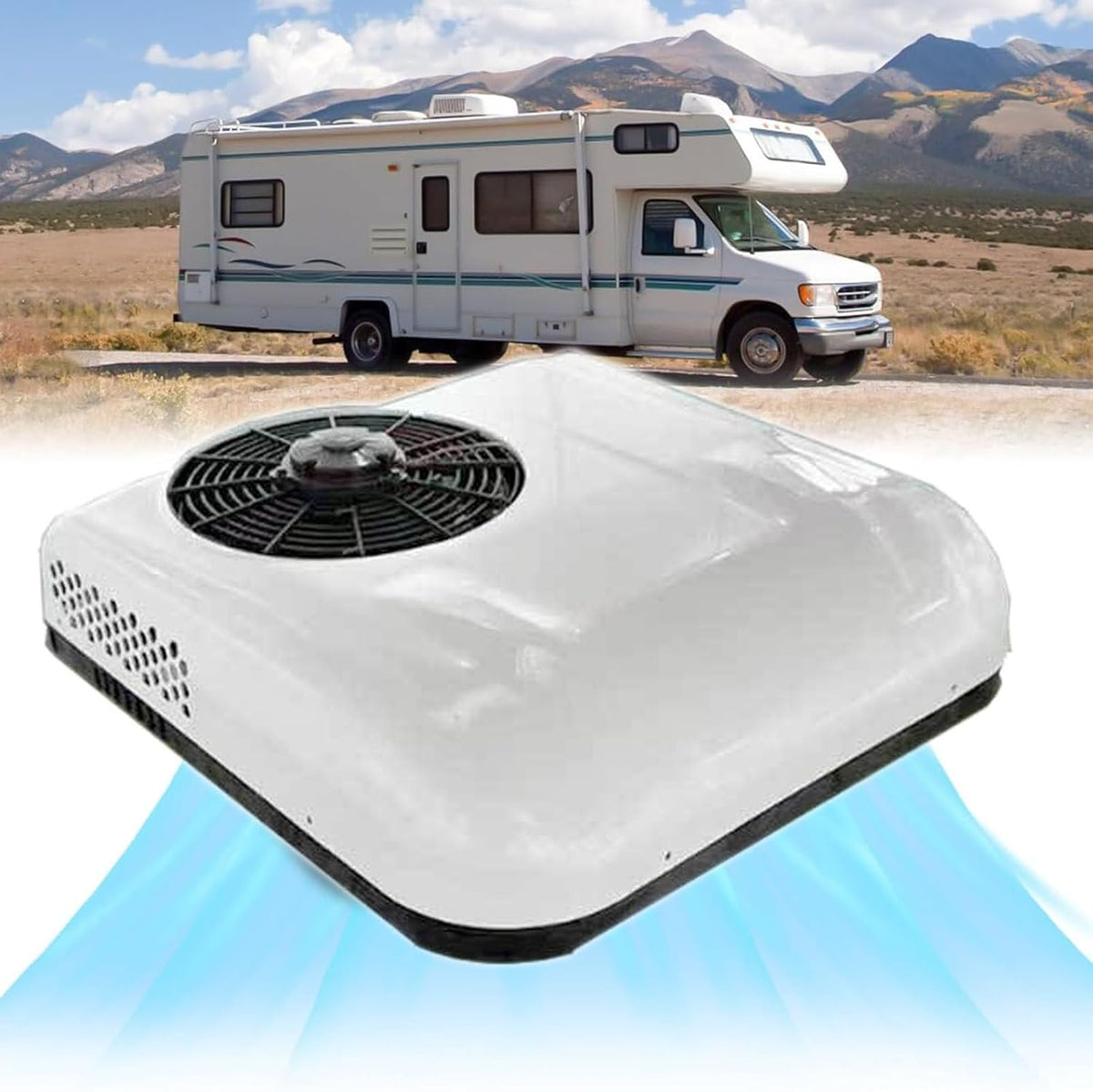ExoticaBlend Mobiles Klimagerät, 12 V, 24 V, Weiß, / DC RV Klimaanlage RV Dachklimaanlage, elektrische Standklimaanlage Wohnmobil Klimaanlage für PKW