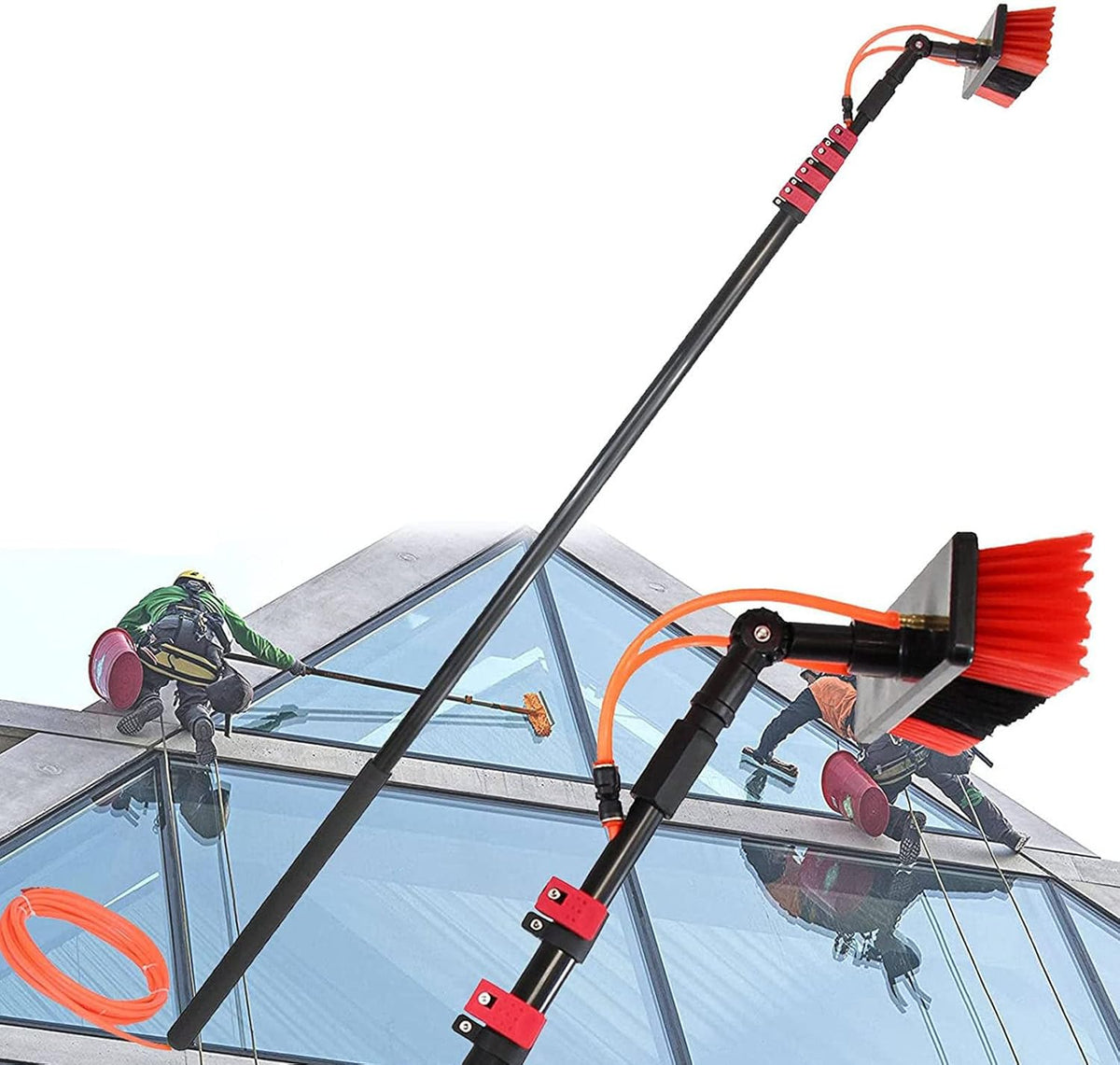 Teles Glasreinigung, 12 m, Schwarz, Fensterreinigungsset, Exble Pole 3, 6 bis für Solarmodule & Außenbereich