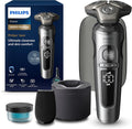 PHILIPS Elektrorasierer, Schwarz, Shaver S9000 Prestige, elektrischer Nass- & Trockenrasierer für Herren, helles Chrom