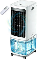 12 L Turmventilator, 12 L, 45 W, Weiß, Verdarmungsluftkühler mit Nacht Wassertank, Niedrigenergie-Klingenloses Design
