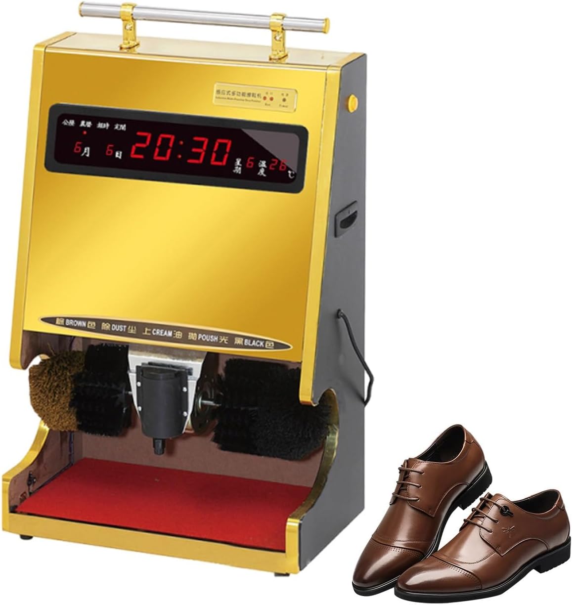 Lissontine Schuhreiniger, 100 W, Edelstahl, Grau, Vollautomatische Schuhputzmaschine Mit Doppelbürste, Freihändige Schuhpflege Zu Hause Oder Im Hotel