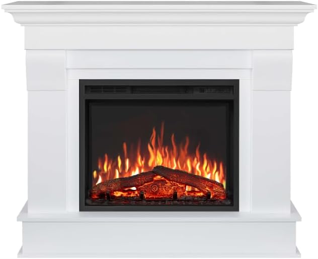 ArtiFlame Elektrokamin, 0,9 kW / 1,8 kW, 1800 W, Weiß, Albion AF24, Elektrischer Standkamin mit Heizung, realistischer 3D-Flammeneffekt