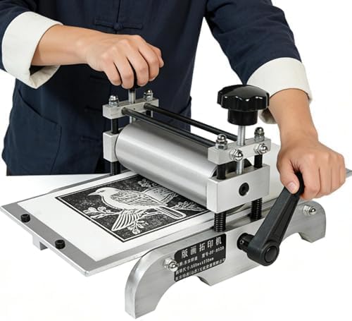 GZGHRZQS Druckpressen, 31 x 17 cm, Braun, Manuelle Ätzdruckpresse, Tragbare Druckpresse & Flachpresse, für Hochdruck und Tiefdruck auf Papier