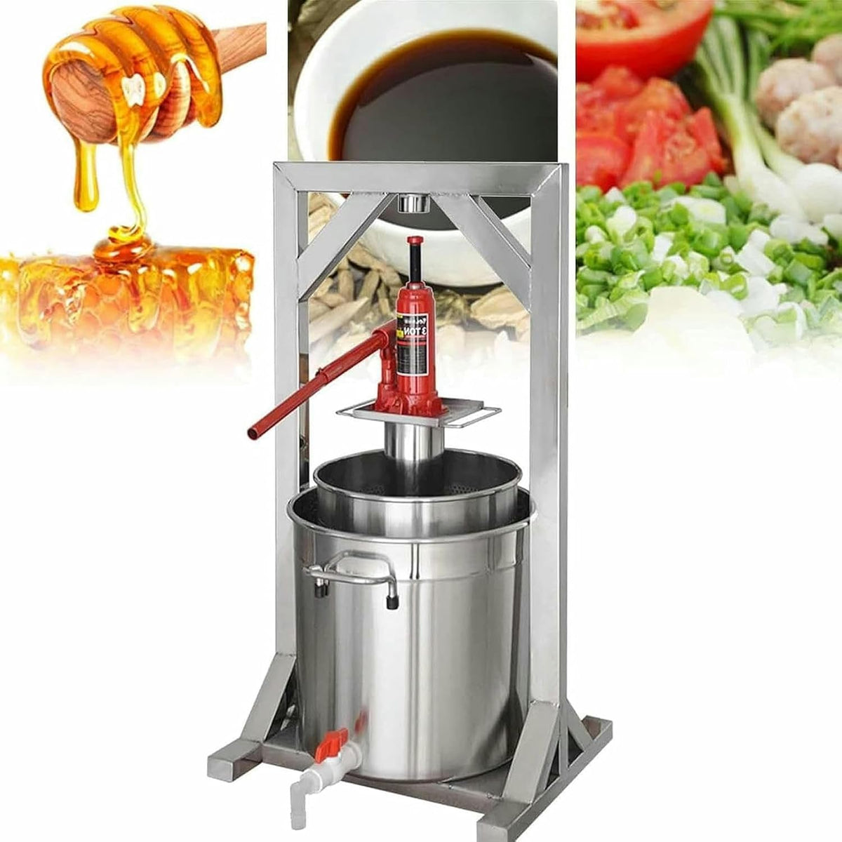 Honigernte & -verarbeitung, Silber, Elektrischer Honig- und Honigschleuderer, Obst- und Weinpresse, manueller Entsafter aus Edelstahl für Trauben
