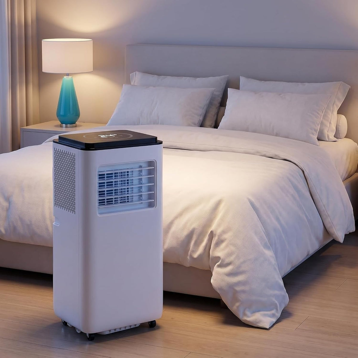Mobiles Klimagerät, Weiß, Tragbare Klimaanlage 12000 BTU für große Räume bis zu 300, leise Smart AC Einheit mit Fernbedienung