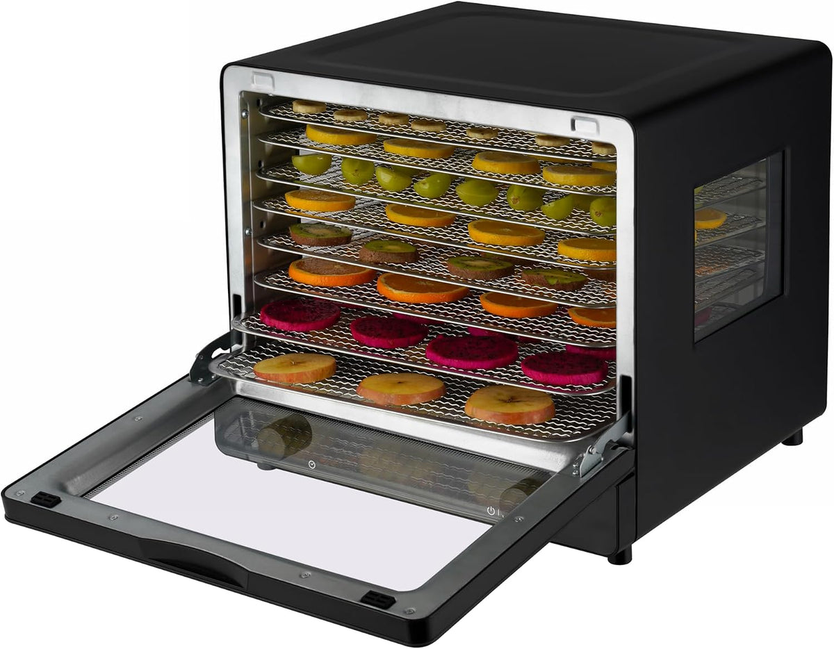 maxxo Dörrautomaten, 47 dB, 28,5 L, 500 W, Silber, NIR+ Infrarot-Dörrautomat XXL, Dörrgerät für schnelles und schonendes Trocknen mit 8
