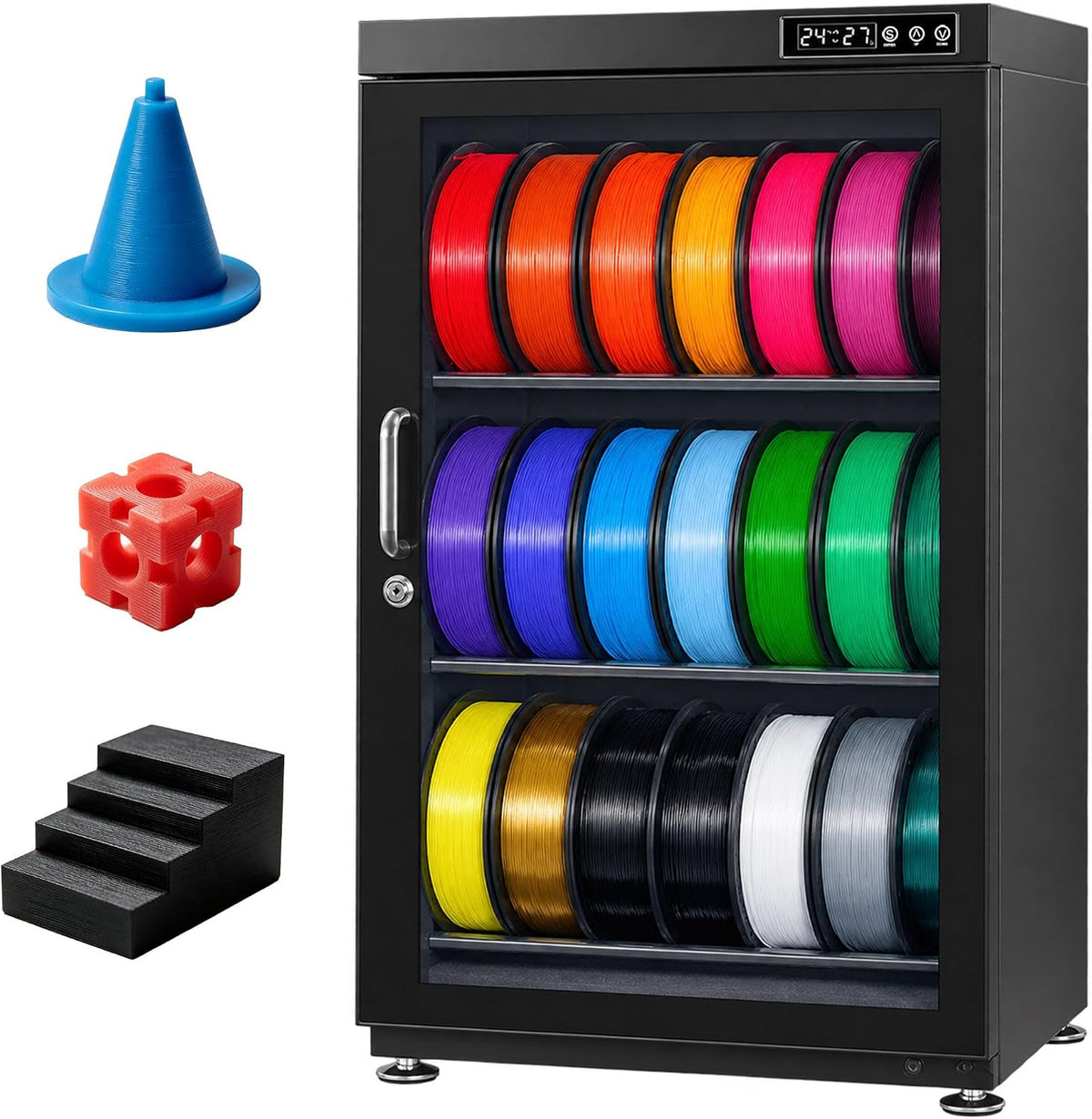 BITYCOW 3D-Drucker, 115 L, 50 kg, 70 L, Grau, Digitaler 3D-Filament-Trockenschrank mit, Der Mehrspulen-Filamentschrank ist in und erhältlich