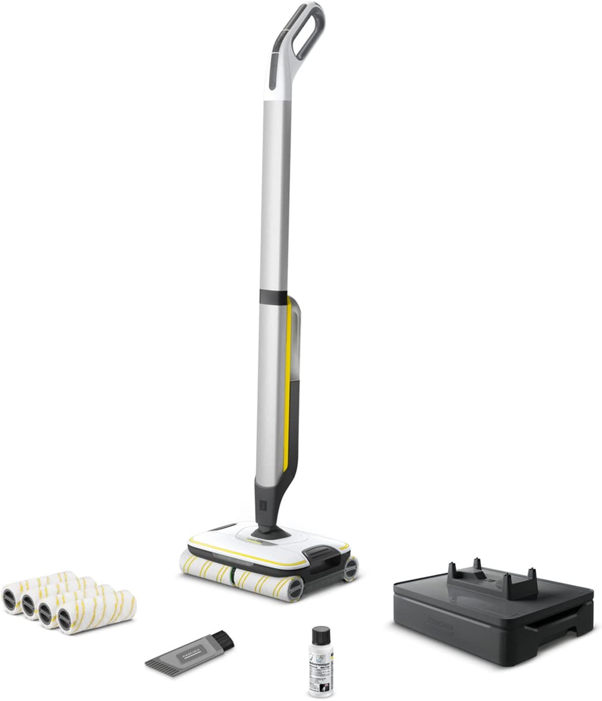 KÄRCHER Stabstaubsauger, 135 m, Schwarz, Hartbodenreiniger FC 7 Cordless Extra, kabelloser Bodenreiniger mit 4 rotierenden Mikrofaserwalzen