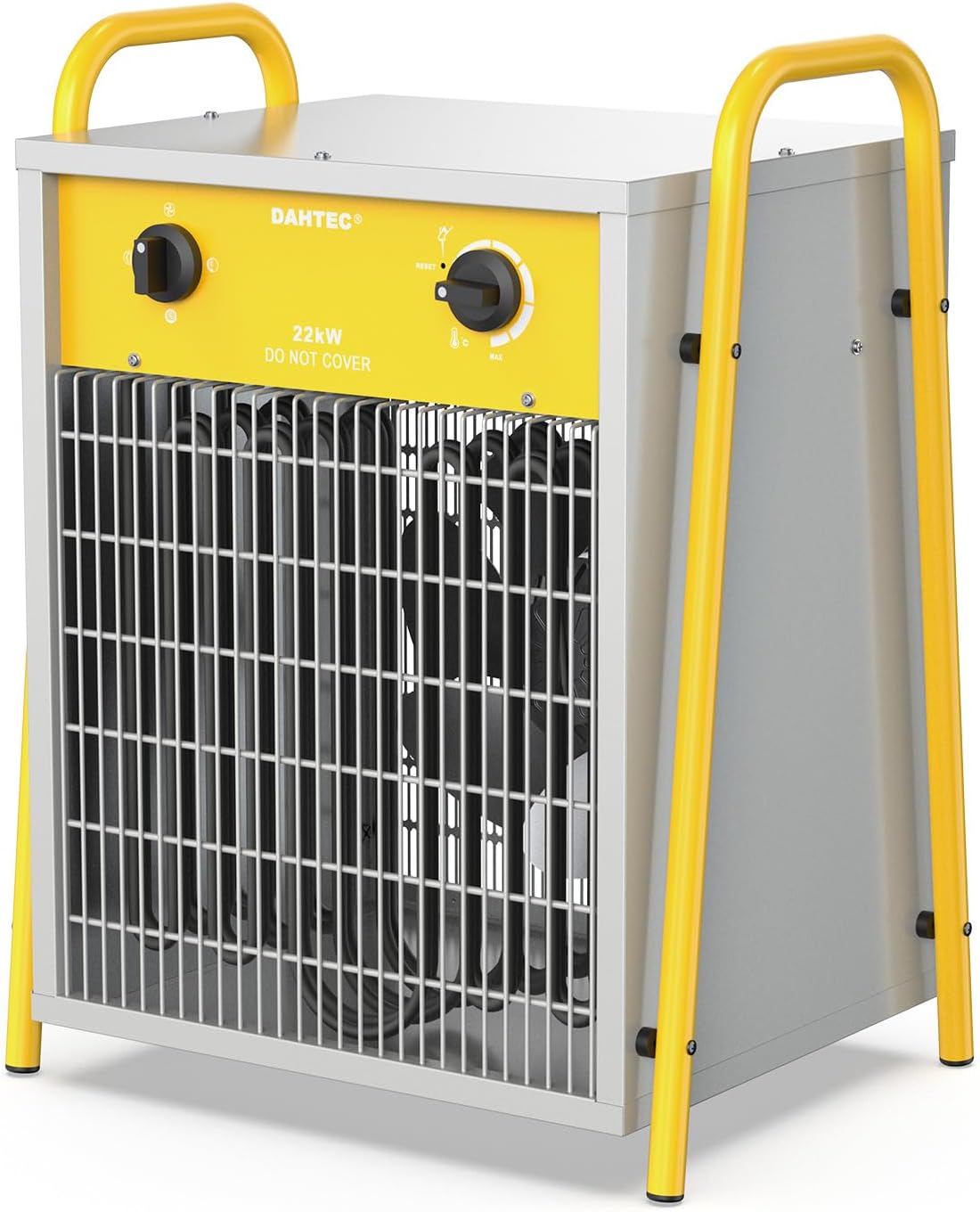 DAHTEC Elektroheizkörper, 22 kW, Schwarz, Elektro Heizlüfter Große Räume mit Thermostat & 3 Heizstufen
