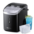EUHOMY Eiswürfelmaschine, 15 kg, 120 W, Schwarz, /24h, Herstellung in 6 Minuten, Crushed Ice Maker, Nuggets Ice, Automatische Reinigung