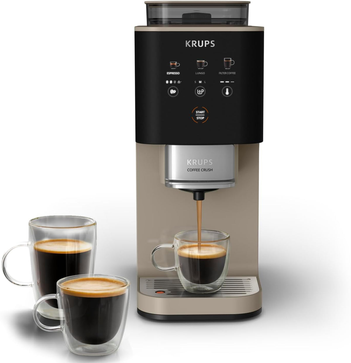 KRUPS Kaffeevollautomat, 15 cm, Beige, Coffee Crush Extra, nur breit