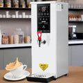 Oiyekntd Heißwasserspender, Silber/Weiß, Gewerblicher Warmwasserboiler, Edelstahl-Warmwasserbereiter für Tee und Kaffee